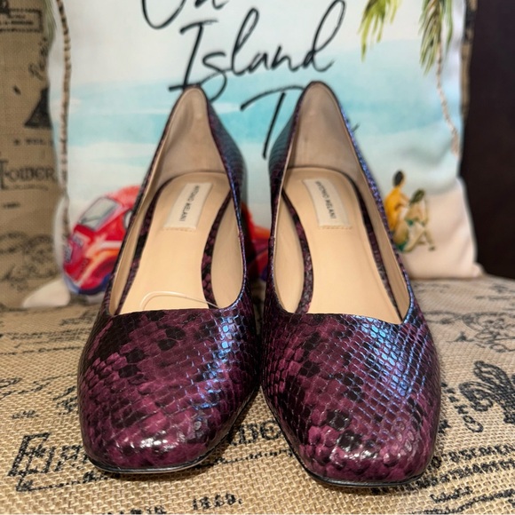Antonio Melani NWOB! Orlin Burgundy/Black Snake Embossed Leather Pump - Picture 3 of 14